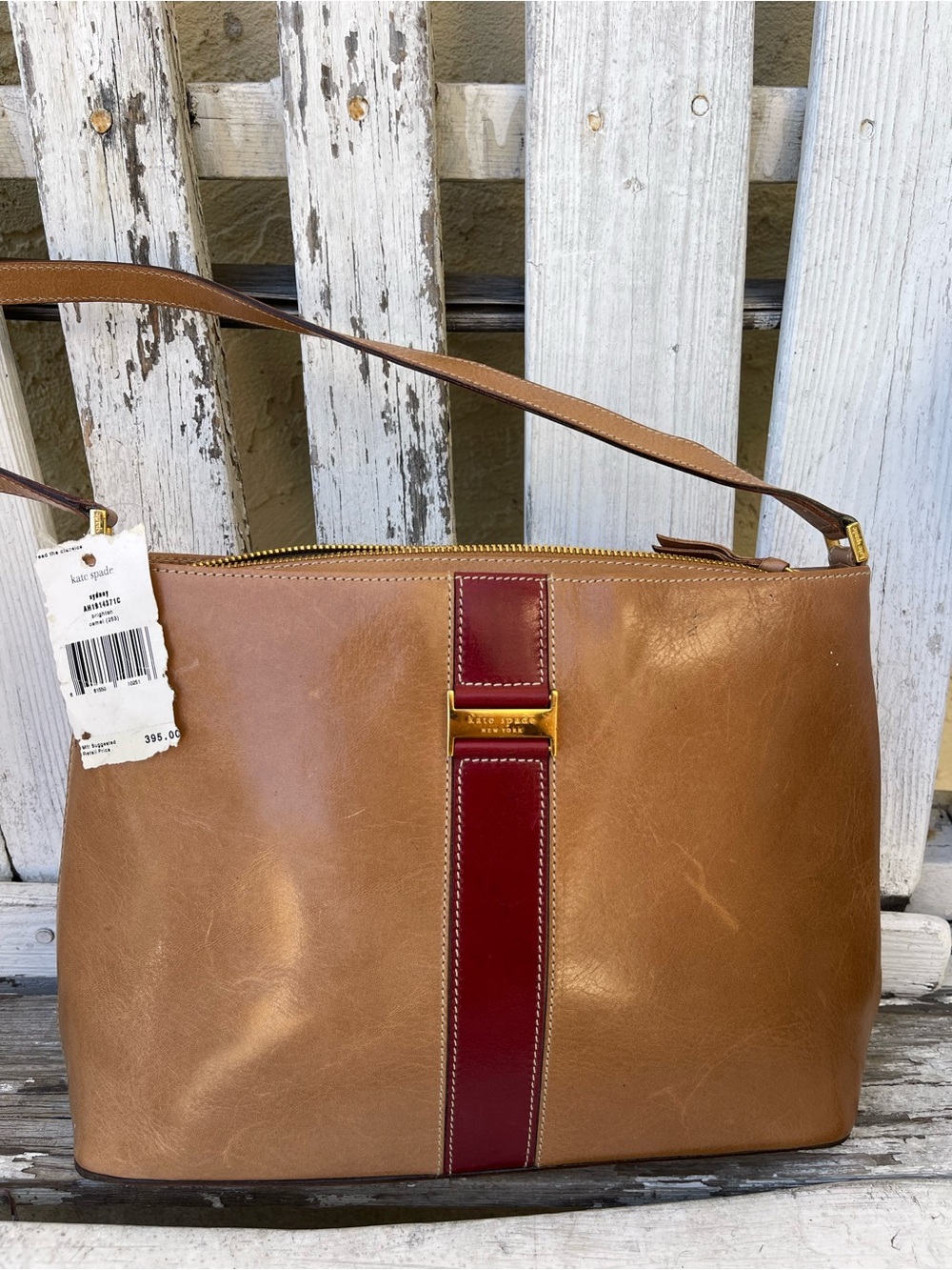 Vintage Kate Spade New York Sydney Bag Brighton Camel Leather Made In Italy Y2K